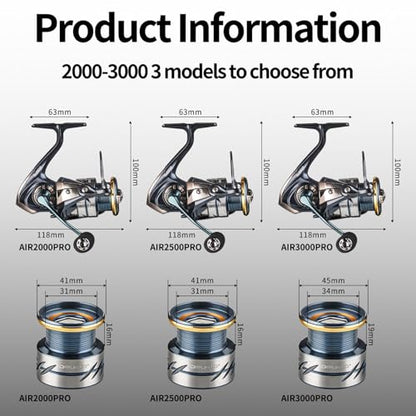 Spinning Reel for Fishing - Saltwater Resistant, Carbon Fiber Lightweight Body, Waterproof Seals, Anti-Tangle Design, Smooth Casting, 18lb Drag, Metal line Guide, Interchangeable Handle