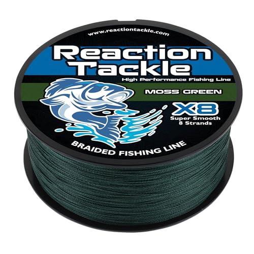 Reaction Tackle Braided Fishing Line - Pro Grade Power Performance for Saltwater or Freshwater Fish - Colored Fishing Line Braid for Extra Visibility - color: X8 Moss Green, size: 10 Lb (300 Yards)
