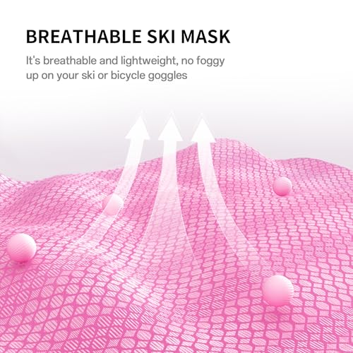 Balaclava Ski Mask, Sun UV Protection Breathable Full Head Face Mask for Men Women Skiing Cycling - color: Pink