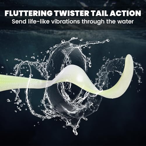 Pre-Rigged Soft Fishing Lures, Easy Catch Swimbaits for Bass Trout | Paddle & Curly Tail, Swim Baits for More Bites, Freshwater & Saltwater Fishing Bait, Crappie Walleye Pike Lures, Value Pack - color: B-2.5"-0.19oz