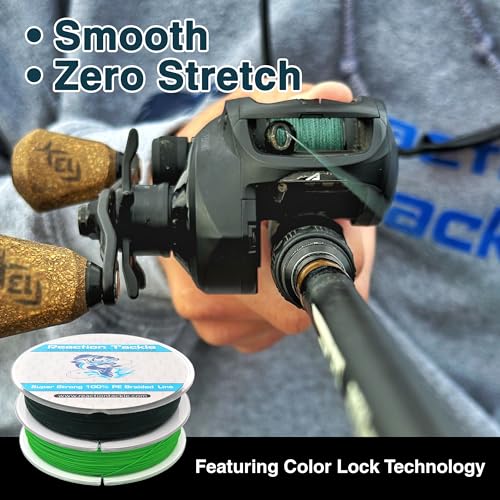Reaction Tackle 9 Strand Braided Fishing line- High Strength and Long Casting - Smooth with Zero Stretch and Abrasion Resistant- Fresh or Saltwater Fishing - color: Moss Green, size: 50LB (300 yards)