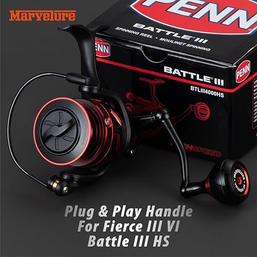 Foldable Power Handle for Penn Fierce III IV, Battle III HS Spinning Reel Replacement Handle (Not for Fierce Live Liner) - size: For Fierce/Battle HS 1000-4000 (Voyager Version)