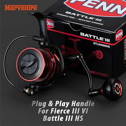 Foldable Power Handle for Penn Fierce III IV, Battle III HS Spinning Reel Replacement Handle (Not for Fierce Live Liner) - size: For Fierce/Battle HS 5000-6000 (Voyager Version)