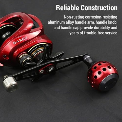 Power Handle, Aluminum Alloy Reel Rocker Arm with Knob, Replacement Part for Round Baitcasting Fishing Reel, 8x5mm Mounting Hole Repair Accessory