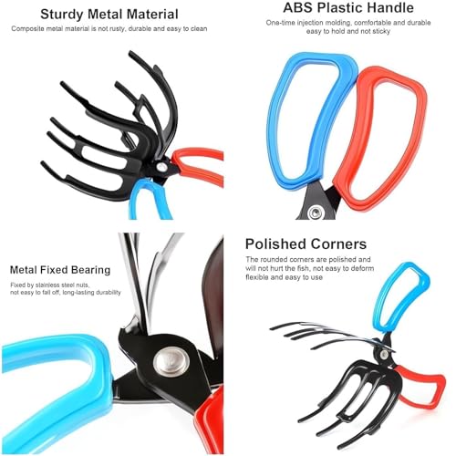 2 Packs 2/3 Claw Fish Gripper, Metal Fishing Pliers Gripper Catch Fish Control Clamp, Three Teeth Fishing Pliers Control Forceps Fishing Accessories for Most Freshwater Fish Grip Tackle Holder - color: 2 packs