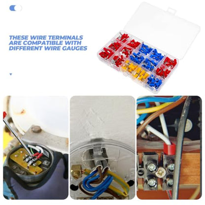 280pcs Spade Wire Crimp Terminal Kit Assorted Electrical Connectors for Professional Home Use, Easy to Install, Dependable Connections, Iron and Plastic Material, for Wiring