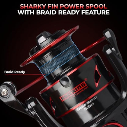 KastKing Sharky Baitfeeder III Spinning Reel 10+1 Shielded Stainless Steel BB - Carbon Fiber Drag for Live Liner Bait Fishing Action - style: 4000