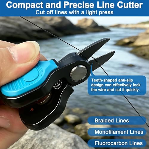 Mini Fishing Scissors,Compact Stainless Steel Blades with Non-Slip Handle,Rust-Resistant Braided Line Cutter Micro Serrated Multi Tool for Saltwater Freshwater Braided Fluorocarbon Mono Lines