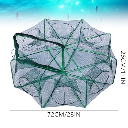 The Magic Foldable Fishing Trap, Folding Fishing Net，2024 Upgrade Auto-Foldable Strengthened Fishing Trap Net, Minnow Traps for Bait Fish，Fish Traps，Crawfish Trap，Minnow Trap - color: 8Holes
