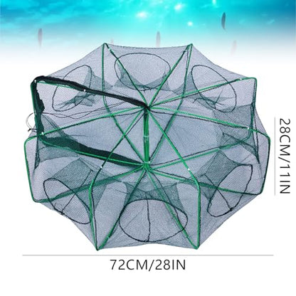 The Magic Foldable Fishing Trap, Folding Fishing Net，2024 Upgrade Auto-Foldable Strengthened Fishing Trap Net, Minnow Traps for Bait Fish，Fish Traps，Crawfish Trap，Minnow Trap - color: 8Holes