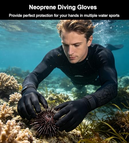 SUJAYU 3mm Neoprene Gloves Diving Gloves Water Gloves Wetsuit Gloves, Anti Slip Fishing Gloves Surfing Gloves, Waterproof Gloves Pool Glove Swim Gloves Ice Fishing Gloves - size: Medium
