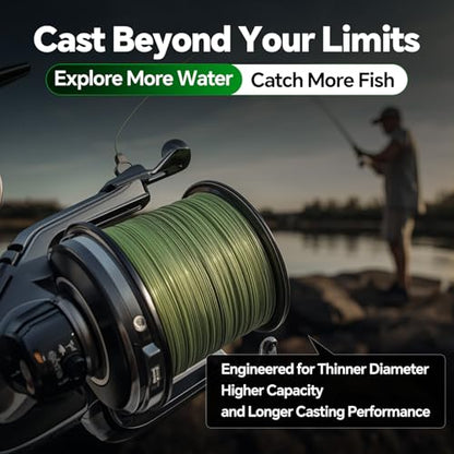 Ultra-Thin 20LB 8-Strand Braided Fishing Line 0.18mm with Knots Guide Card, Stronger than 4-Strand PE Line, Smooth as Silk & Longer Casting, Ideal for Bass Trout Fishing in Freshwater/Saltwater - color: Green, size: 20LB 110YDS