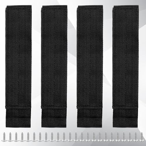 Arrowbash 4 Pcs Fishing Rod Straps for Boat Deck 28.1'' Nylon Rod Straps( up to 5) with 24 Screws Secure for Fishing Boat Accessories - color: Black