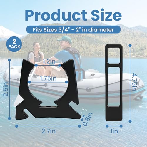 Boat Hook Holder, for Gaff, Oar, Paddle, Anchor Pole, Pushrods | Push Pole Holders, Quick Release Rubber Spring Clamp Oar Holder with Rubber Spring Straps,2 Pack, Fits 3/4"-2" Diameters
