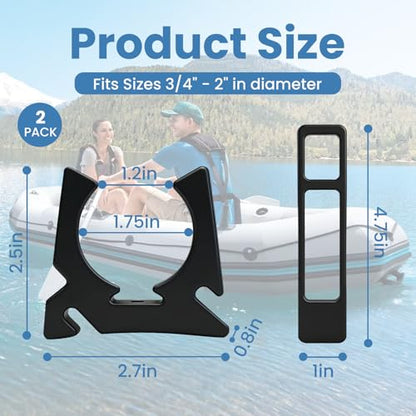 Boat Hook Holder, for Gaff, Oar, Paddle, Anchor Pole, Pushrods | Push Pole Holders, Quick Release Rubber Spring Clamp Oar Holder with Rubber Spring Straps,2 Pack, Fits 3/4"-2" Diameters