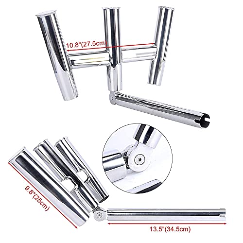 Amarine Made 3 Tube Highly Polished Stainless Steel Outrigger Rod Holder | Triple Rod Holder , Kite Fishing Mount 3 tube rod Holder ,Trident rod holder