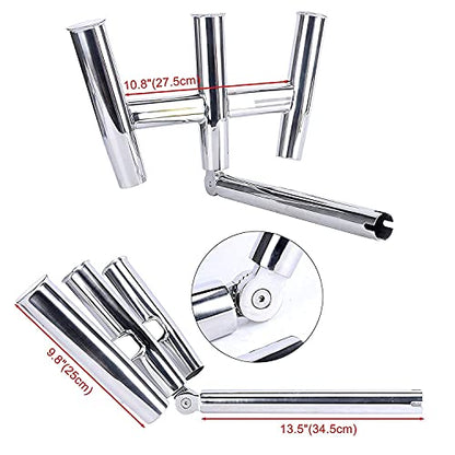 Amarine Made 3 Tube Highly Polished Stainless Steel Outrigger Rod Holder | Triple Rod Holder , Kite Fishing Mount 3 tube rod Holder ,Trident rod holder