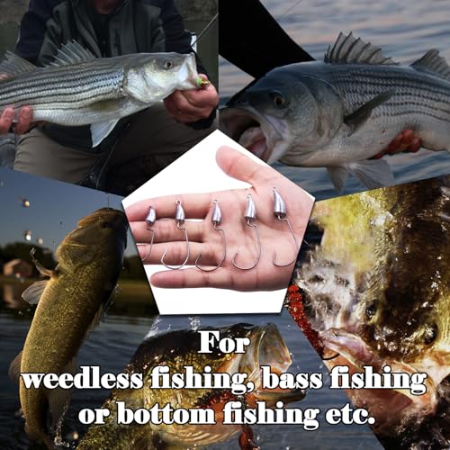 FishTrip Bullet Jig Head Weighted Hooks,10pcs Texas Rigs EWG Hooks for Bass Fishing Saltwater 1/16 1/8 1/4 1/2 oz - size: 1/6 oz (10-Pack)
