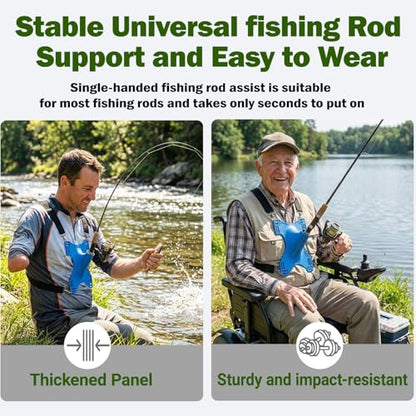 Fishing Rod Holder for Disabled & One-Handed Anglers,Adjustable Shoulder and Chest,Fishing Assistance Equipment Suitable for People with Limited Grip Strength(Blue)