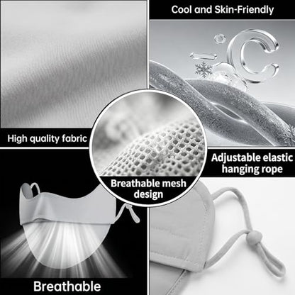 UV Face Mask,Cooling face mask,Sun Protection Mask UV Sun Protection Face Cover For Outdoor Activities,UPF 50+ - color: Grey
