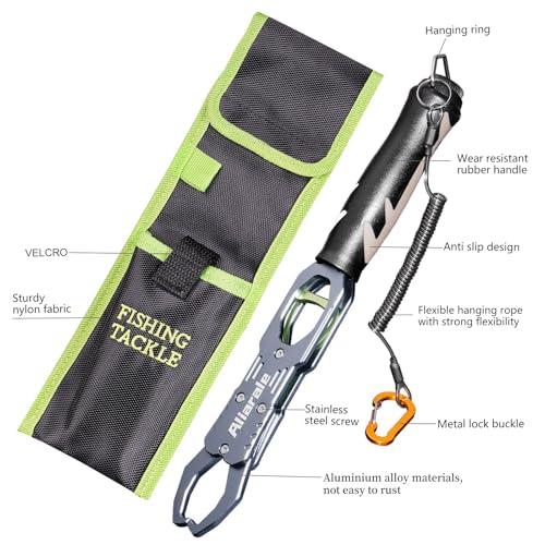 Fish Lip Gripper Fish Scales Professional Fish Holder Aluminium Alloy Material Grabber 40 Pound Fish Lip Grip Tool with Weight Scale and 360 Degree Rotation,Fish Grabber Clip Fish Control Tackle - size: Gripper Only