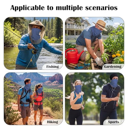 Geyoga 2/4 Pack Cooling Neck Gaiter Summer Breathable Balaclava Face Mask with Mesh Holes UV Protection Sun Scarf Men Women - color: Dark Blue