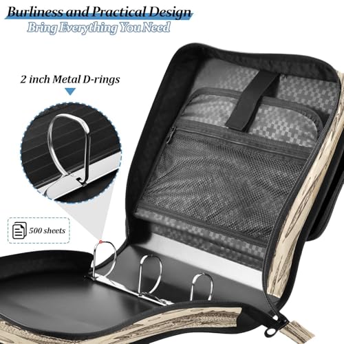 Vintage Fish Bass Lure Cool 3 Ring Zipper Binder with Strap 1.5 inch 500 Sheet Capacity File Folder Storage Organizer