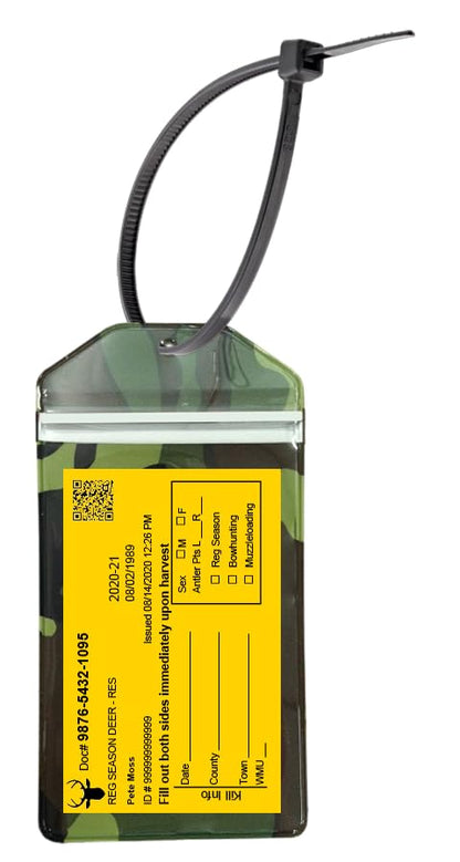 5 Pack, Camouflage, Vertrical, Zipped, Hunting & Fishing License Holder, Includes Zip Tie, Made in USA - style: 5 Pack-Camouflage
