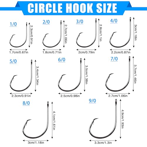 Circle Hooks Saltwater Fishing Hooks, 50/100pcs in-line Octopus Circle Hook High Carbon Steel Straight Eye Barbed Point Catfish & for Saltwater & Freshwater Fishing - size: 2/0_50pcs