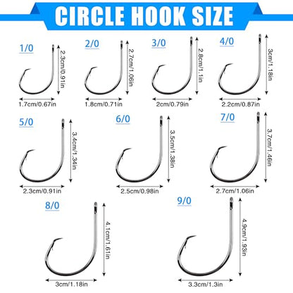 Circle Hooks Saltwater Fishing Hooks, 50/100pcs in-line Octopus Circle Hook High Carbon Steel Straight Eye Barbed Point Catfish & for Saltwater & Freshwater Fishing - size: 6/0_50pcs