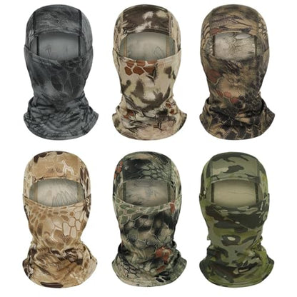 6 Packs Ski Mask Sun UV Protection Hood Breathable, Balaclava Face Mask for Men Women - Motorcycle Fish - color: 6pcs Camouflage