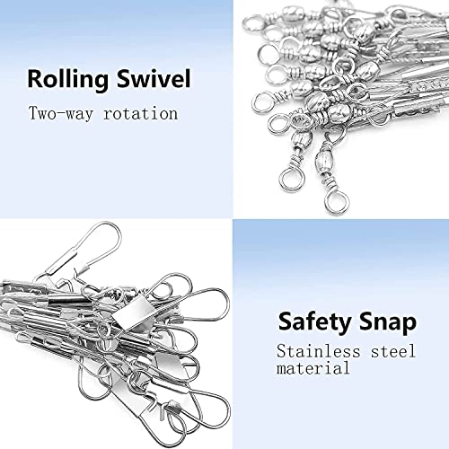 YOTO Fishing Tackle Leaders,Hi-Low Rig,Double Arms Saltwater Stainless Steel Leader with Swivels,High-Strength Fish Wire Gear Equipment, Fishing Gift - color: A2-17.7" 70lb-24pcs