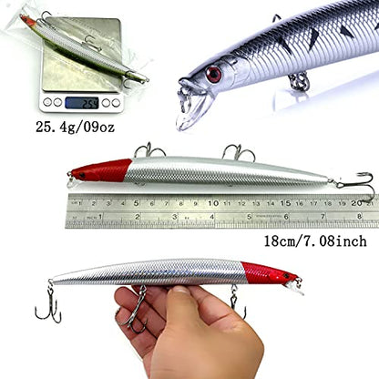 Jerk Baits for Bass Fishing, Jerkbait Fishing Lures, Minnow Lures Jerk Bait for Freshwater/Saltwater Fishing Lures for Trout Pike, 5pcs/10pcs with Box - color: K:7.08in/0.9oz/5pcs