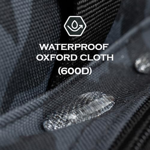 Ghosthorn Fishing Tackle Bag with Rod Holder Saltwater & Freshwater Resistant Tackle Box Bag - Waterproof Base, Adjustable Padded Shoulder Strap (Black Camouflage) - color: Black MiCai-Waterproof Bottom, size: Standard