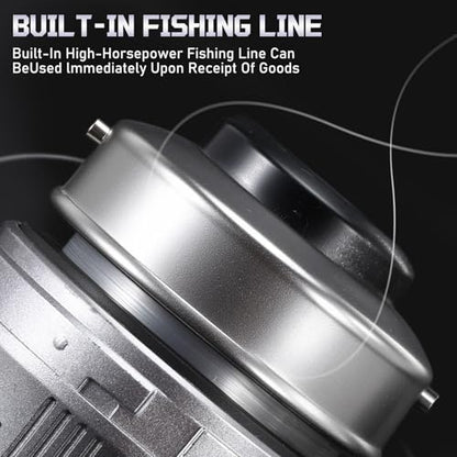 Sougayilang Spincast Fishing Reel, Size 30 Reel, Right or Left-Hand Retrieve, 3.9:1 Gear Ratio, Pre-spooled with Mono Fishing Line