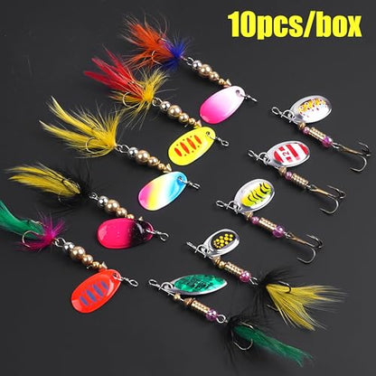 Fishing Lures Spinnerbait Kit Rooster Bait Tail Fishing Lures Inline Spinner Baits Bass Salmon Trout Spoon Hard Metal Spinnerbaits for Saltwater Freshwater - style: 10pcs Spinnerbaits-b