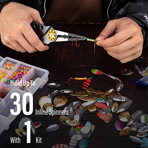 Dr.Fish 1310 Pieces Spinner Making Kit Lure Making Suppies Walleye Rig Spinner Blades Lure Bodies Floats Spinnerbait Shafts Accessories Freshwater Bass Materials