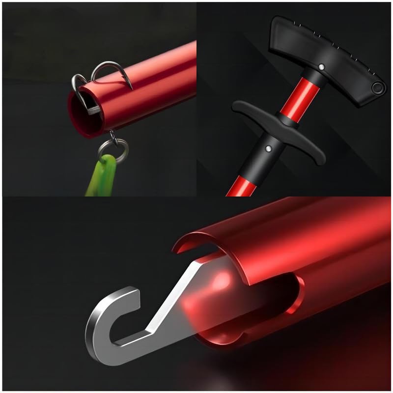 Fish Hook Remover Tool, Fishing Pliers Aluminum Hook Remover Tool Fishing Dehooker Freshwater Saltwater 10 inches with Lanyard - color: Red