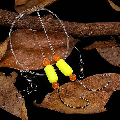 Pompano-Rigs-for-Surf-Fishing-Saltwater-Gear with Double Circle & Wide Gap Hook-6-Pack Surf Fishing Tackle - color: Neon Yellow 6-Pack, size: #2 Wide Gap Hook