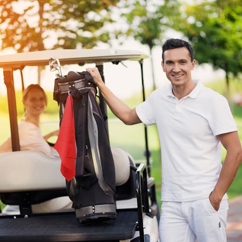 6 Pcs Golf Bag Towels,16" X 16",Microfiber Waffle Pattern for Golf Bags for Men Women,Fishing Essentials Gifts with Carabiner Clip,Dish Cloth,Kitchen Clean Towels - color: Red