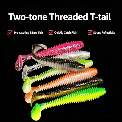 15 Pack Soft Lure, Curly Tail Twisted Worm Bait, Dual Color High Flexible for All Game Fish Freshwater Saltwater - color: White