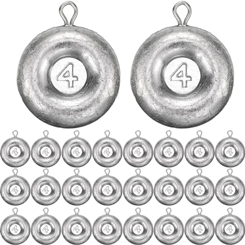 24 Pieces Fishing Disc Sinkers Weights Disc Sinker Fishing Sinkers Weights for Saltwater Catfishing Trolling Surf Tackle - size: 4 oz
