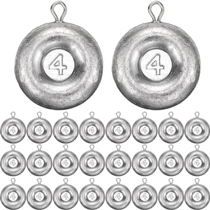 24 Pieces Fishing Disc Sinkers Weights Disc Sinker Fishing Sinkers Weights for Saltwater Catfishing Trolling Surf Tackle - size: 4 oz