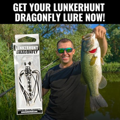 Lunkerhunt Dragonfly Fishing Lures | Most Realistic Weedless Fishing Lure | Great Top Water Fishing Lure with Double Skirted Wings | Perfect for Bass, Trouth and Pike, Weedless Bait