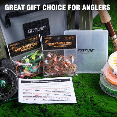 Goture Fly Fishing Poppers Lures, Topwater Popper Flies Bugs Lure, Fly Fish Poppers Fishing Lures Kit, Dry Flies for Panfish Bluegill Crappie Sunfish Bass Trout Salmon - color: B1:46pcs Flies