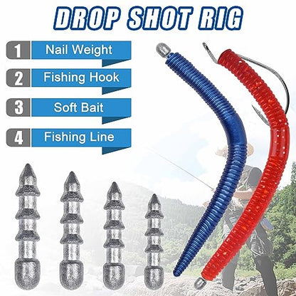 Fishing Weights Sinkers for Bass Fishing Tackle Insert Sinker for Fishing Lures Lead Fishing Nail Weight for Plastic Worm Soft Plastic Baits Neko Rig Wacky Rig Size 1/32oz 1/25oz 1/16oz 1/8oz - size: Mix 4 Sizes - 70 PACK