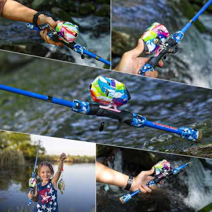 Kids Fishing Rod and Reel Combo,Light Weight Fishing Pole with Spinning Fishing Reel Tackle Bag Lures for Youth,Girls and Boys Good Starter Fishing Kit - color: Light Blue