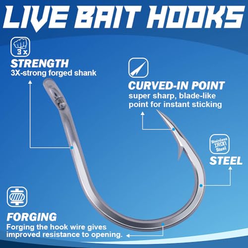 3X-Strong-Octopus-Hooks-Saltwater-Fishing-Circle-Hooks- Stainless Big Game Size 1-13/0 - size: 2/0 Pack of 25