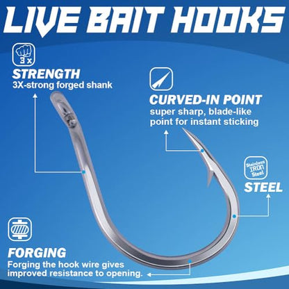 3X-Strong-Octopus-Hooks-Saltwater-Fishing-Circle-Hooks- Stainless Big Game Size 1-13/0 - size: 3/0 Pack of 25