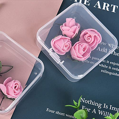 Goodma 100 Pieces Square Mini Clear Plastic Storage Box, 2.56x2.56x0.79 in | Empty, Organizer Containers, Hinged Lids, For Small Items, For Craft Projects - size: 2.56 x 2.56 x 0.79 inch